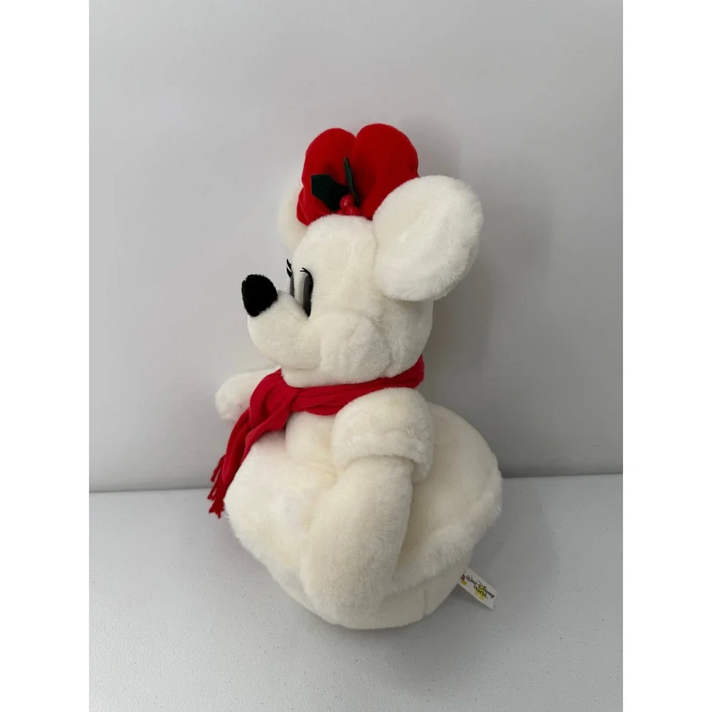 Disney Minnie Mouse Snowman Plush Holiday White Red Scarf Bow 15